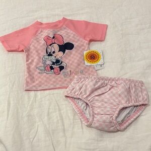 NWT Disney Minnie Mouse Pink Rashguard Set
